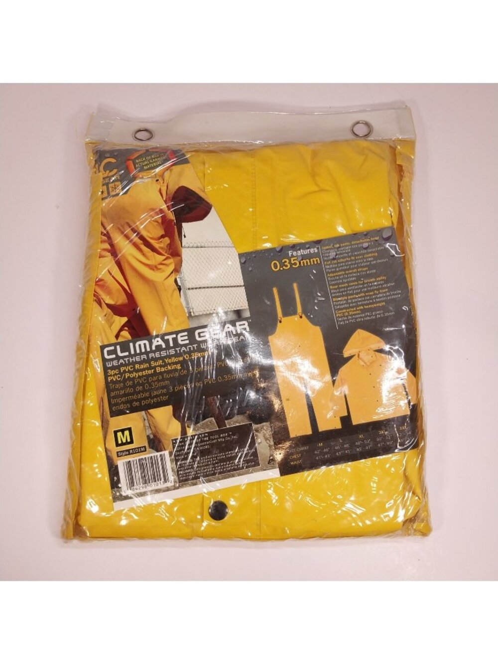 CLC Climate Gear Lightweight 3-pc Work Rain Suit R101M Yellow .35mm PVC Medium